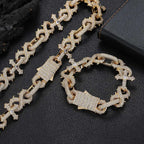 Gold Cross Infinity Cuban Chain Necklace 18MM