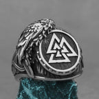 Stainless Steel Viking Valknut Ring Men's Crow Rune Amulet Punk Hip Hop Fashion Handmade Boutique Ring Jewelry Gift