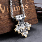 Vintage Viking Odin Raven Mjolnir Thor's Hammer Necklace Men Stainless Steel Hip Hop Biker Amulet Pendant Necklace Gift