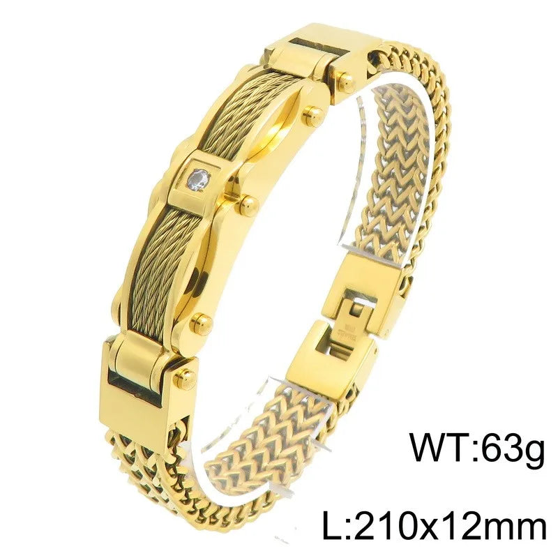 Bike Chain Man Bracelet for Men Gold Color Stainless Steel Link Men's Wrist Bracelets On Hand Jewelry Accessories