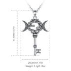 AEONSLOVE Silver Hecate Snake Key Necklace Triple Moon Goddess Pendant Witch Amulet Spiritual Jewelry for Women