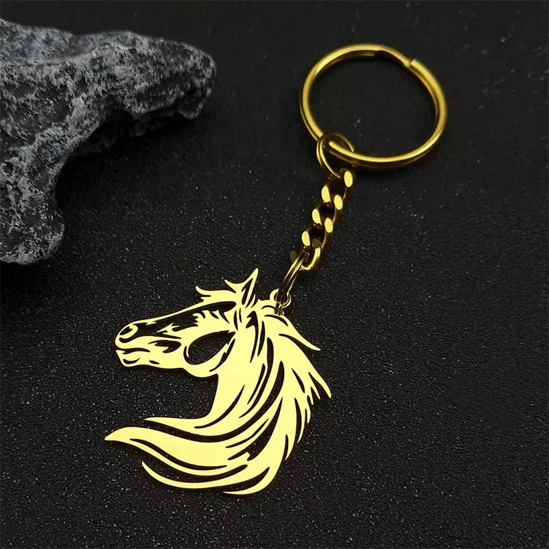 Black Horse Head Pendant Necklace — Stainless Steel
