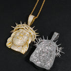 Silver Cross Jesus Pendant Necklace Iced Out