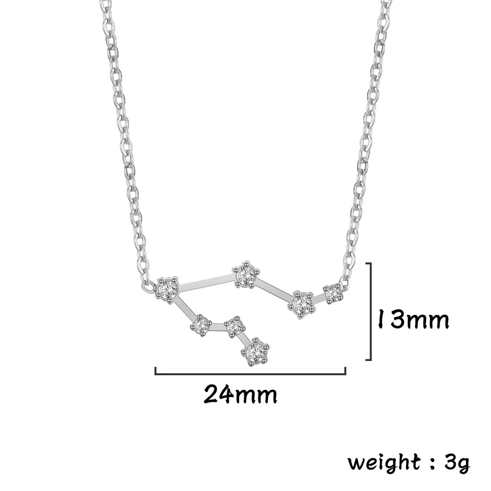 Unift Clear Zircon Zodiac Constellation Women Necklaces Star Sign Pisces Aries Taurus Pendant Fashion Horoscope Amulet Jewelry