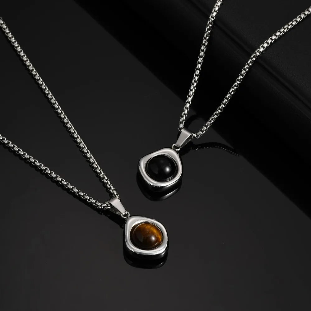 Tiger Eye Stone Pendant — Stainless Steel