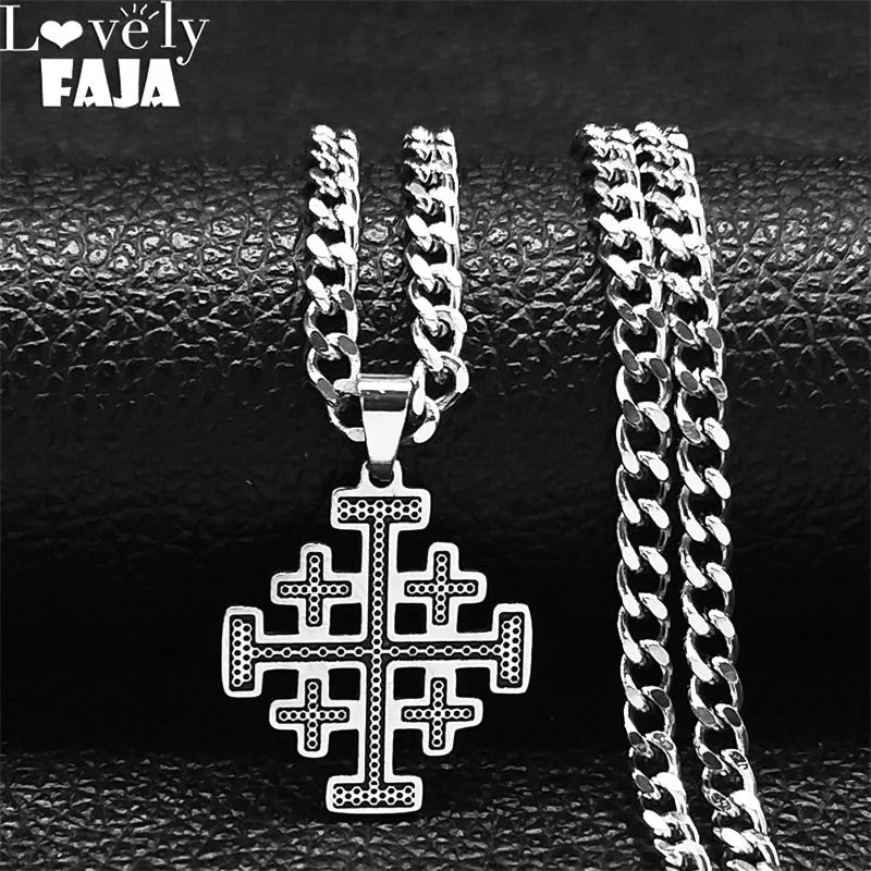 Jerusalem Cross Pendant — Stainless Steel