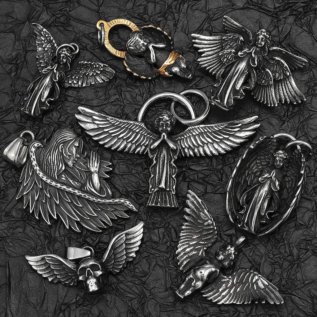 Angel Wing Pendant Necklace — Stainless Steel