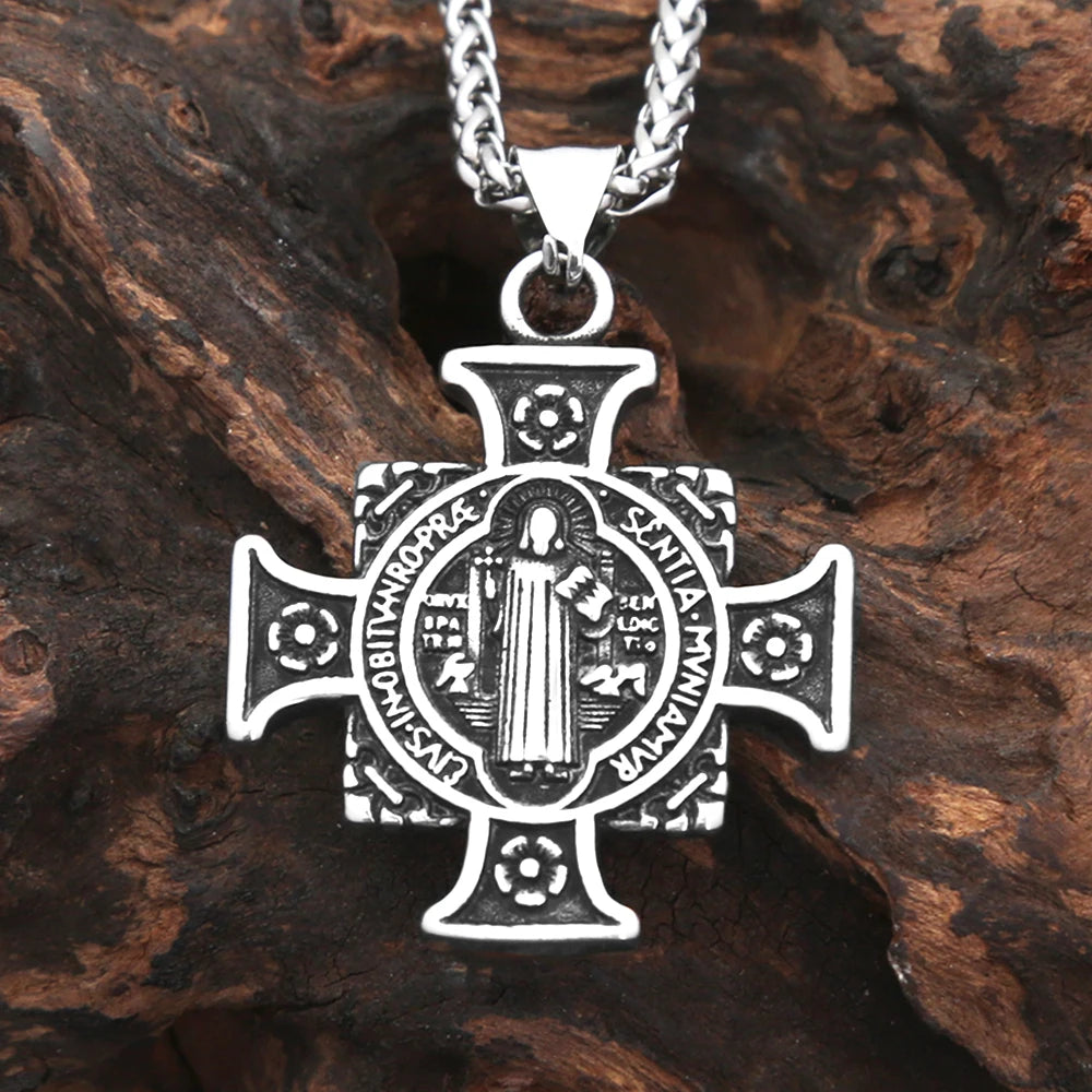 Saint Benedict Pendant — Stainless Steel