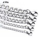 AWit Punk Size 2-7mm Mens Curb Cuban Link Chain Stainless Steel Necklace Women Silver Color Male Jewelry Gifts For Hiphop Boy