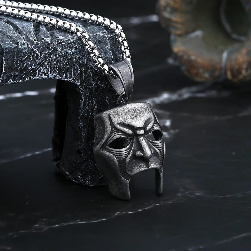Biker Retro 2024 New Fashion 316L Stainless Steel Punk Rock Skull Mask Pendant Necklace For Man Women Music Brand