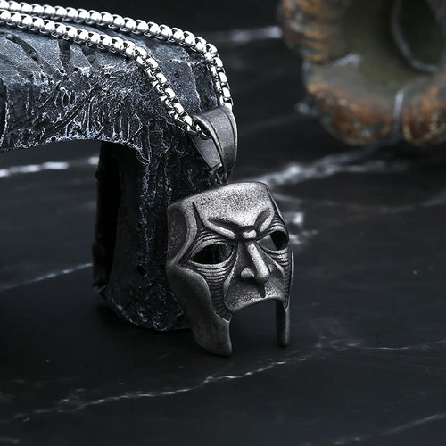 Biker Retro 2024 New Fashion 316L Stainless Steel Punk Rock Skull Mask Pendant Necklace For Man Women Music Brand