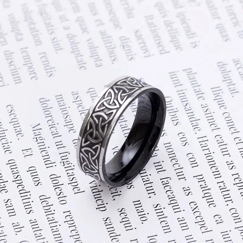 Viking Words Ring Western Band for Men and Women