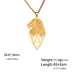 My Shape Lion King Crown Pendent Necklaces for Men Boys Stainless Steel Punk Animal Wolf Charms Choker Chains Hip Hop