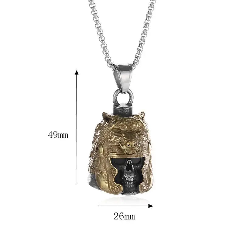 Skull Moto Bell Steel Pendant European American