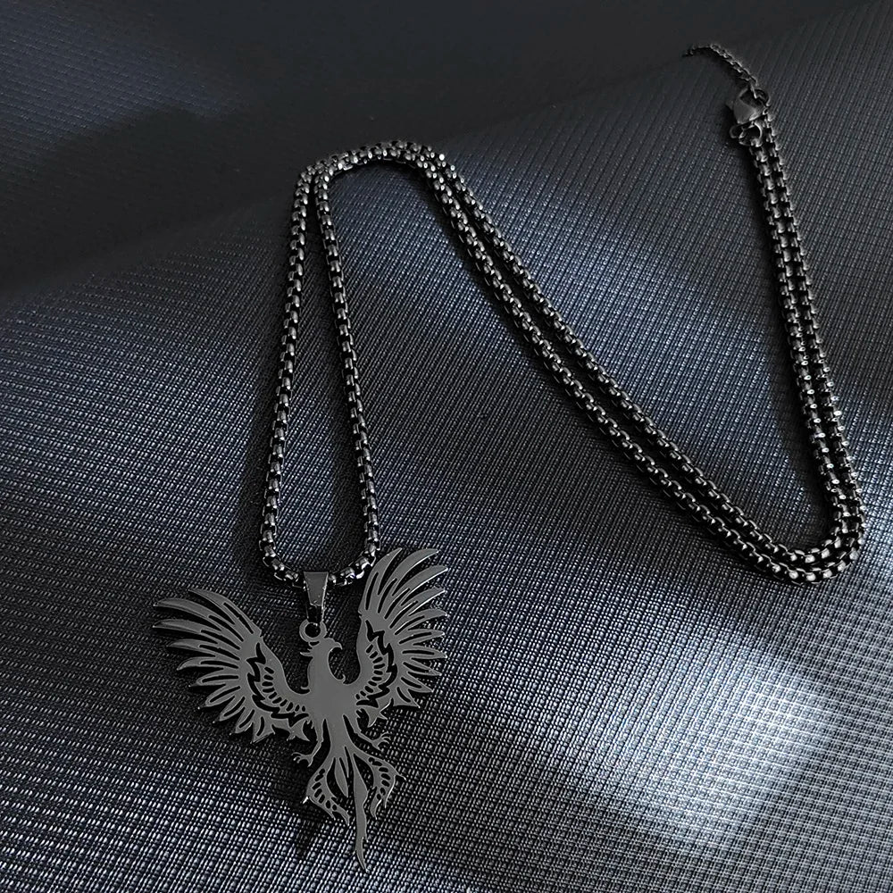 Cheap electroplated stainless steel phoenix pendant necklace, Thanksgiving, Christmas, and New Year gifts