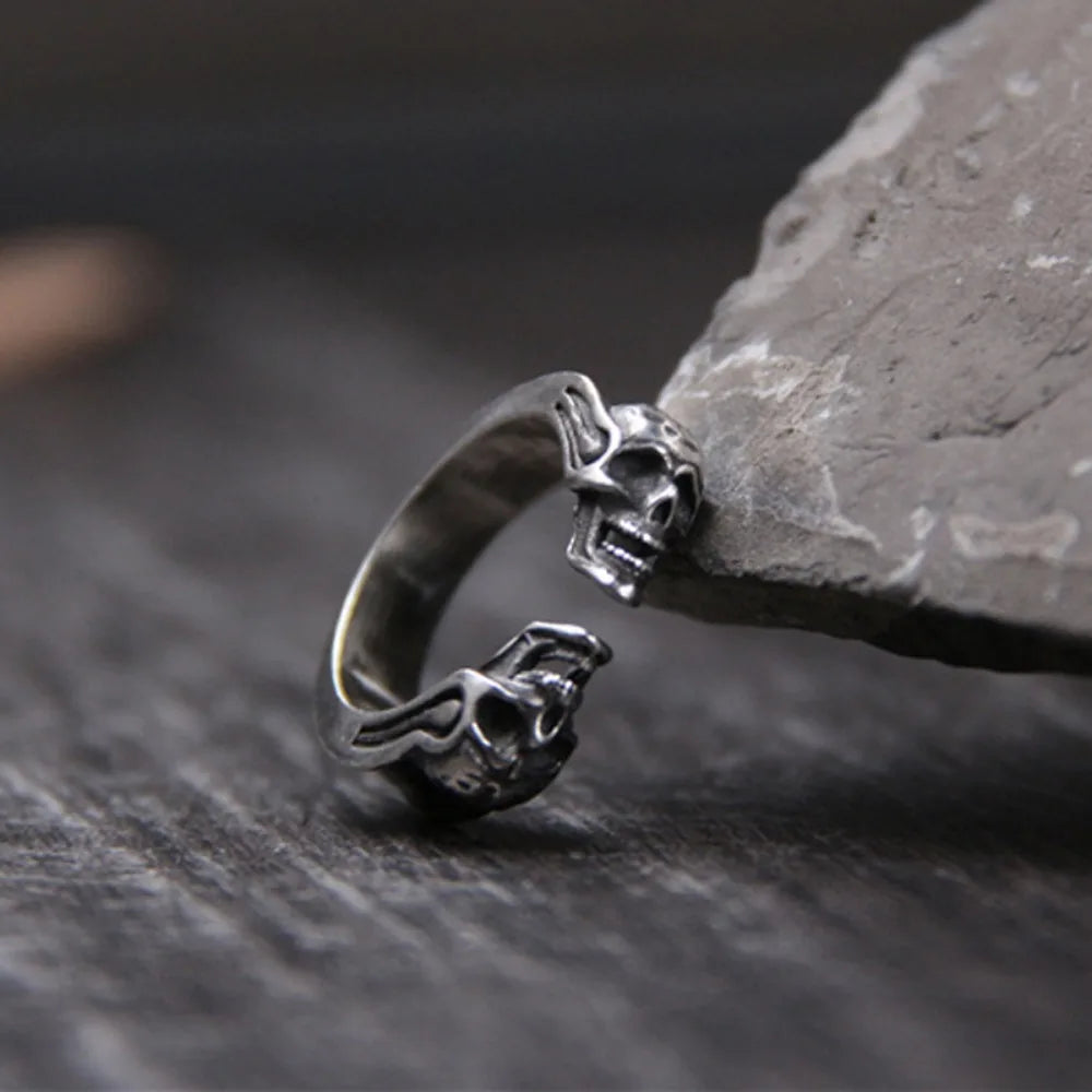 Double Skull Ghost Ring — Stainless Steel
