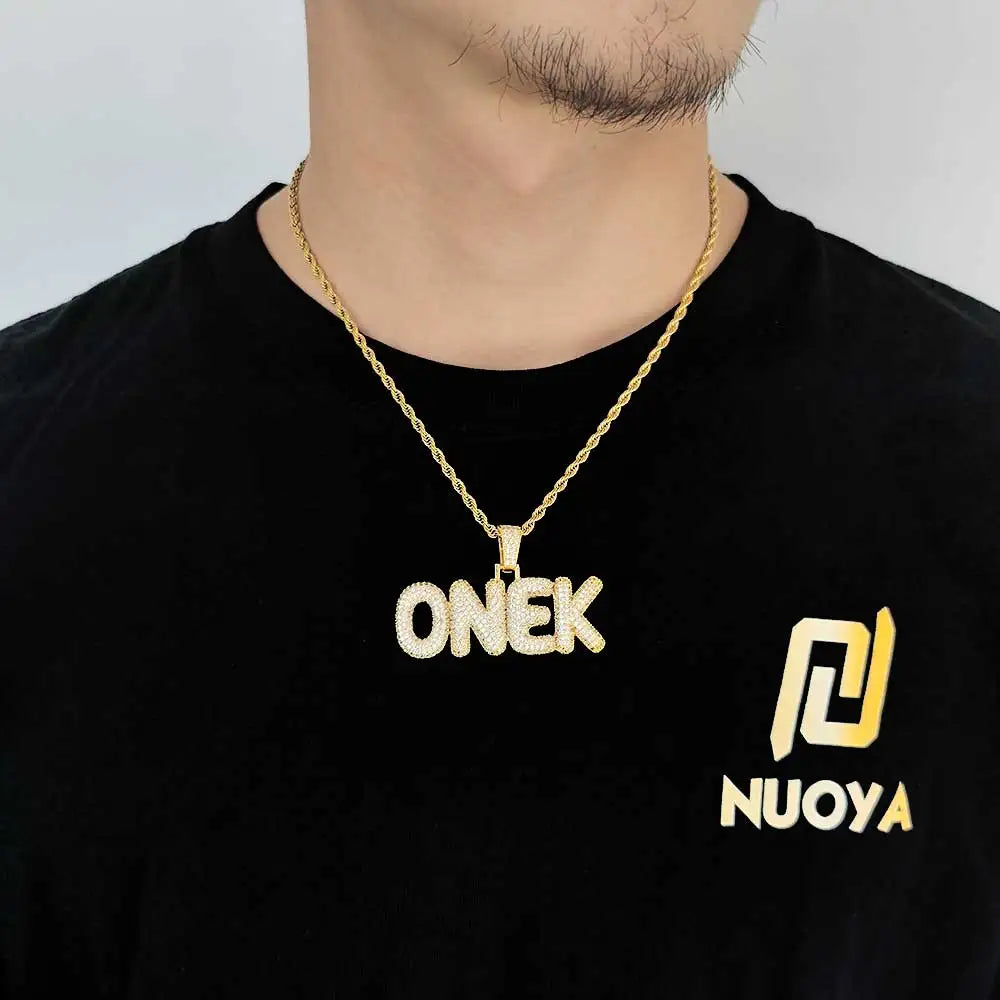 Iced Out Letter Pendant Necklace Name