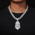 Iced Out Eagle Jesus Piece Pendant Necklace — Copper Alloy