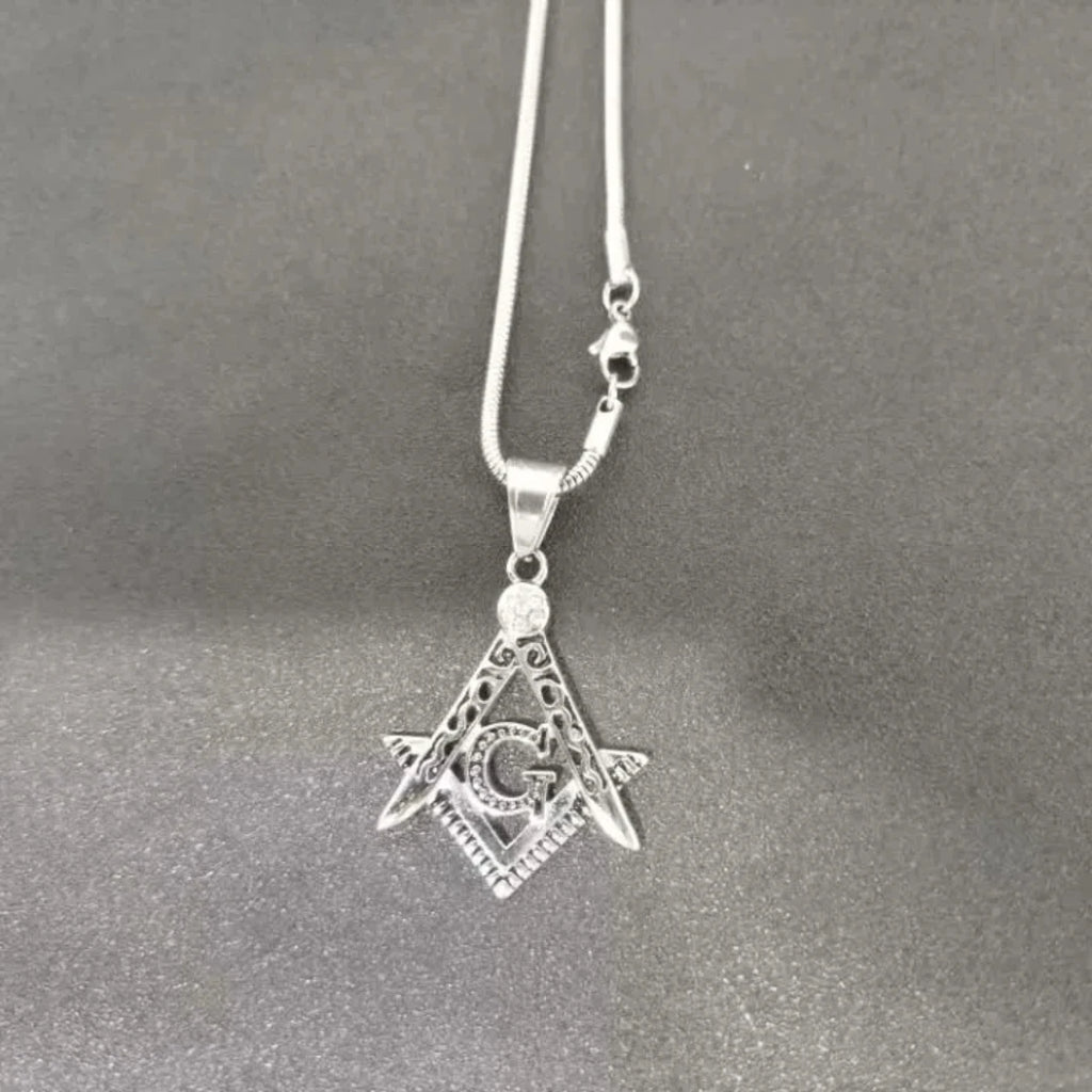 Masonic Necklace for Men Gold Silver Plated Mason Energy Freemason Pendant Stainless Steel Amulet Religious Gothic Punk