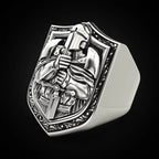 Huaya Men's Unique Temperament Knight Pattern Stamp Ring Retro Delicate Silver Color New Ring Jewelry Personality