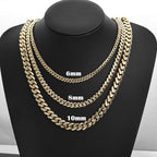 NY Hip Hop Jewelry Multiple Sizes Monaco Chain 14K Gold Plated 6/8/10/12/15MM Cuban Link Necklace for Men Party Gift