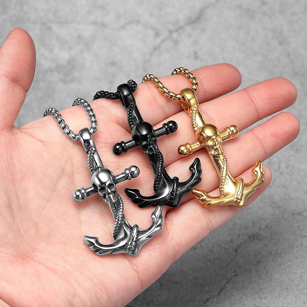 Anchor Sailor Pendant Necklace — Stainless Steel
