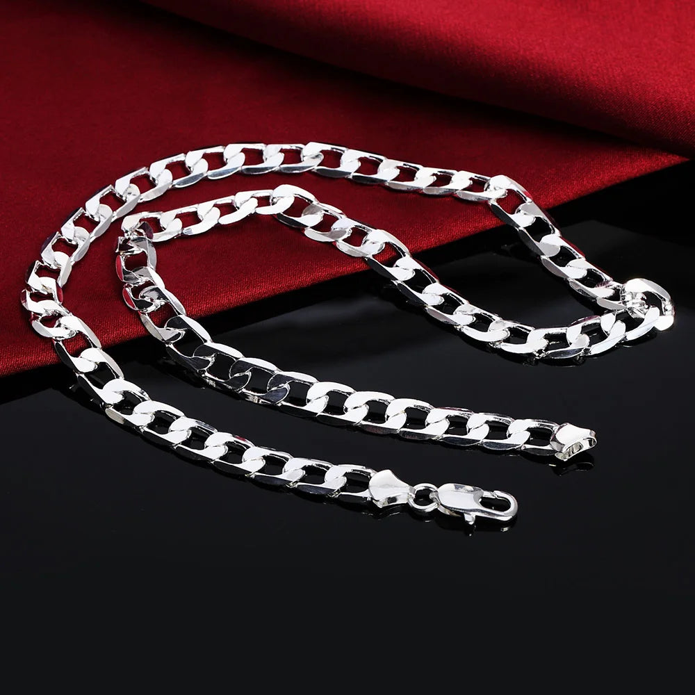 Hot sale 925 Sterling Silver 6MM Necklace Cuban link chain Jewelry classic 40-60cm For women men fashion Christmas gift