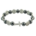 Catholic Rosary Bracelet St. Benedict Medal Cross Prayer Bracelets Hematite Beads Religion Jewelry Accessories Gifts