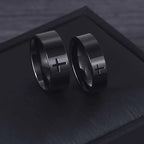 Unisex Retro Punk Style Jesus Cross Ring 6/8MM Black Silver Fashion Religious Prayer Jewelry for Men And Women Halloween Gift