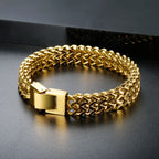 Hip Hop Stainless Steel Chunky Heavy Gold Color Bracelet Thick Texture Link Chain Rock Bracelet for Men Women