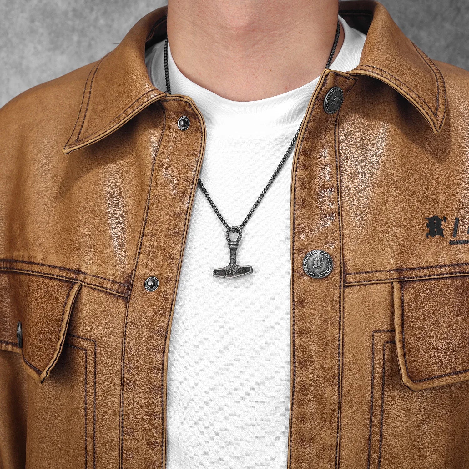 Thor's Hammer Stainless Steel Pendant Necklace