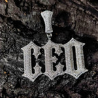 Gold Iced Out Letter Pendant 18K Old English