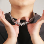UWIN Iced Out Silver Color Red Eyes Chain Necklaces for Women Men Thrilled Claws Cubic Zirconia Hip Hop Jewelry for Gift