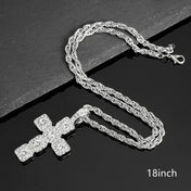 Iced Out Cross Pendant Necklace — 4mm Tennis Chain, Two-Tone
