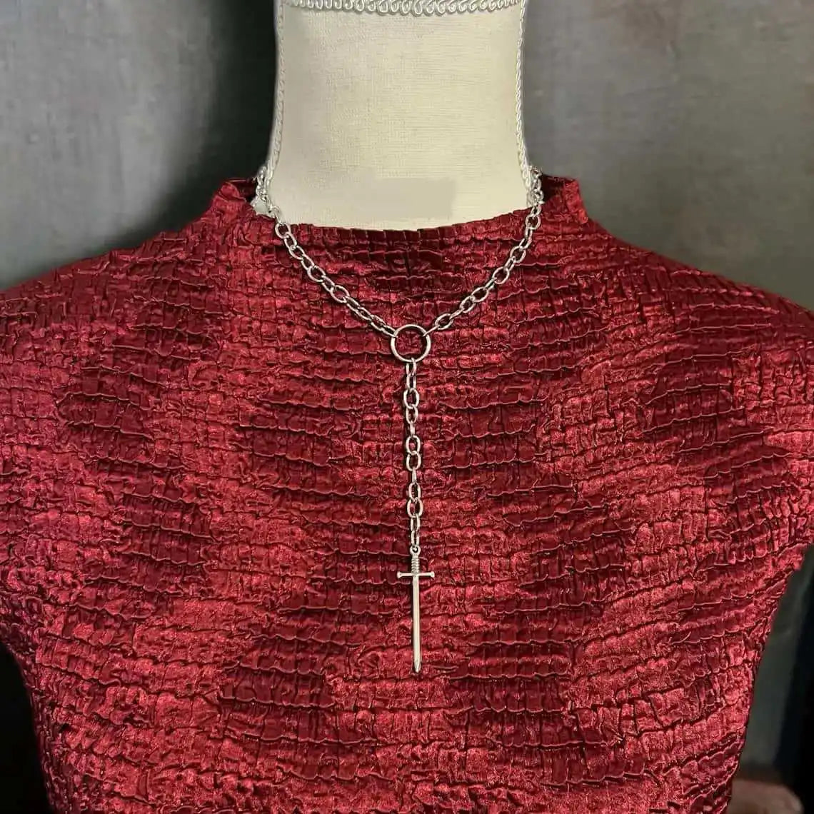 Vintage Sword Necklace,Gothic Jewelry,Punk Accessories,Medieval,O-ring,Design Sense,Rock,Y2k,Hippie,Sword Choker For Women Man