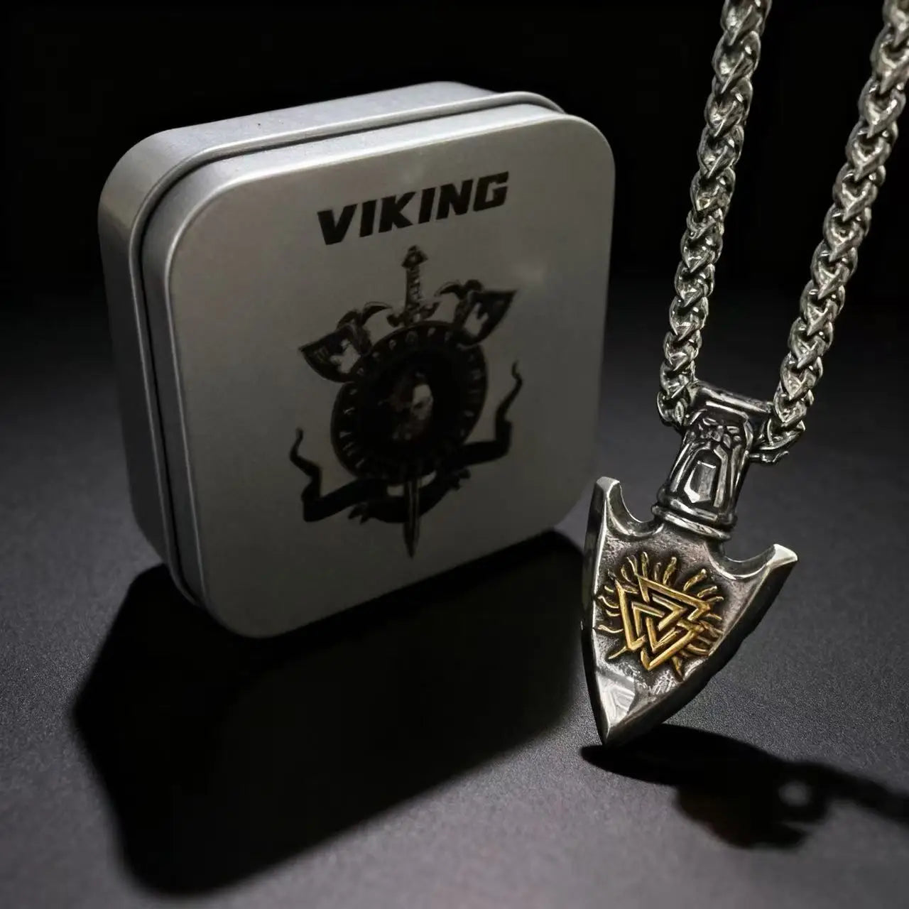 Compass Valknut Steel Pendant Viking Vegvisir