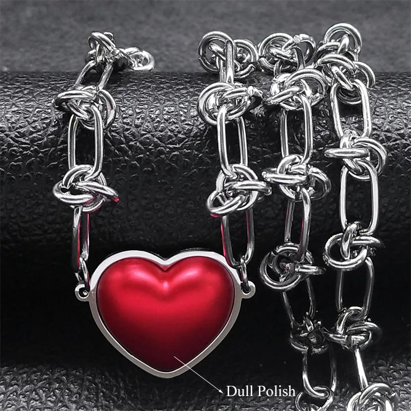 Heart Pendant Necklace Set — Stainless Steel