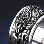 Original design Thai silver carved dragon men's ring retro domineering rotatable business style light luxury jewelry