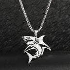 Hip Hop Silver Color Great White Shark Pendant Necklace For Men Stainless Steel Jewelry Gifts