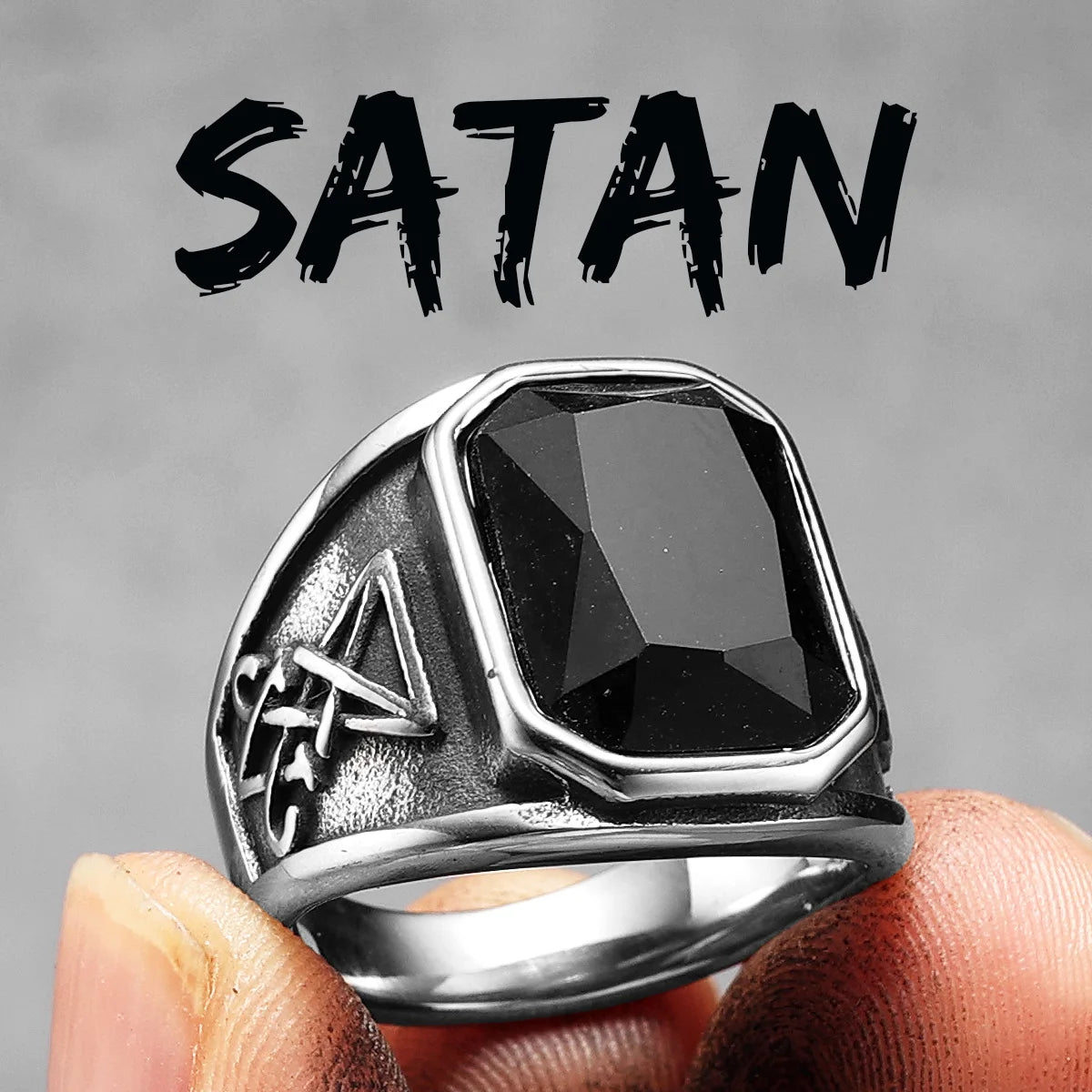 Lucifer Gemstone Ring — Stainless Steel