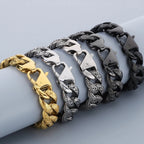 Retro Man Bracelet for Men Solid 18MM 316L Stainless Steel Curb Cuban Link Chain Bracelets Men's Hand Wrist Jewelry