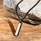Vnox Mens Silver Color Bar Necklaces, Geometric Stainless Steel Pendant with Box Chain, Minimalst Metal Jewelry Gift