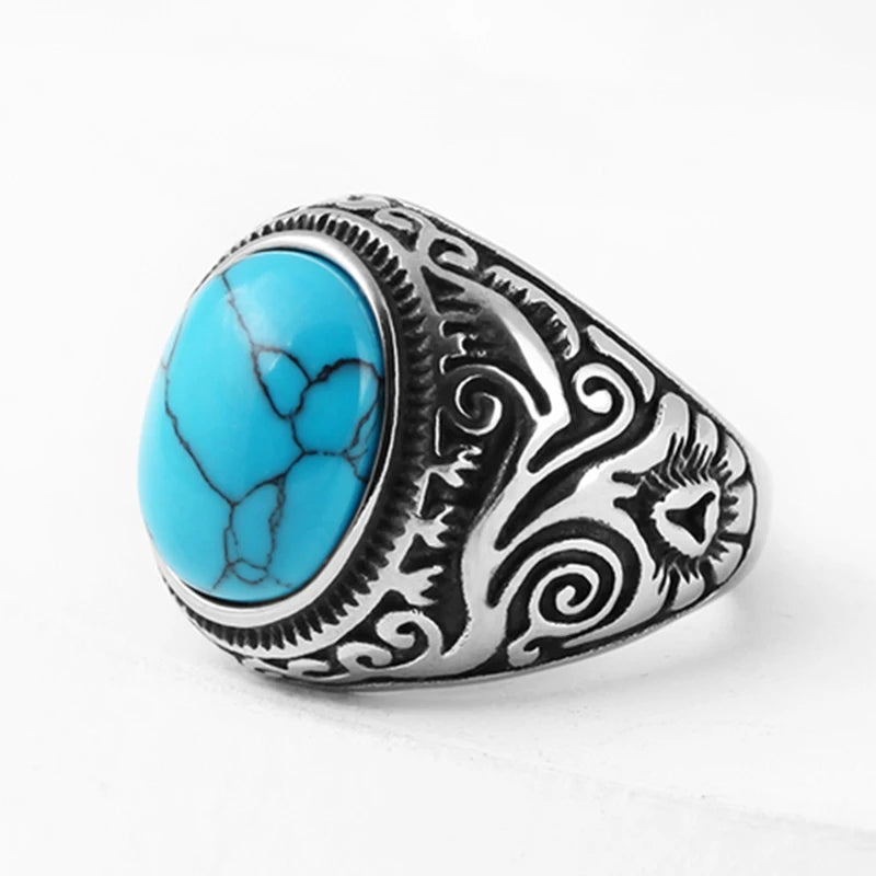Gothic Dropshipping New Unisex 316L Stainless Steel Cool Punk Classic 3 Colour Stone Ring Pattern Hollowing Anels Anniversary