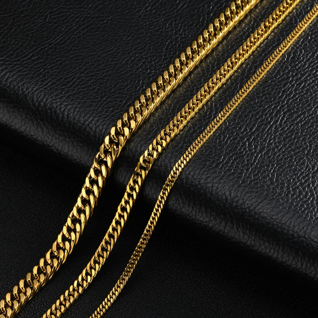 Vintage Cuban Chain Necklace for Men Women,3/5/7mm Stainless Steel Curb Link Chain Chokers,Casual Basic Punk Jewelry