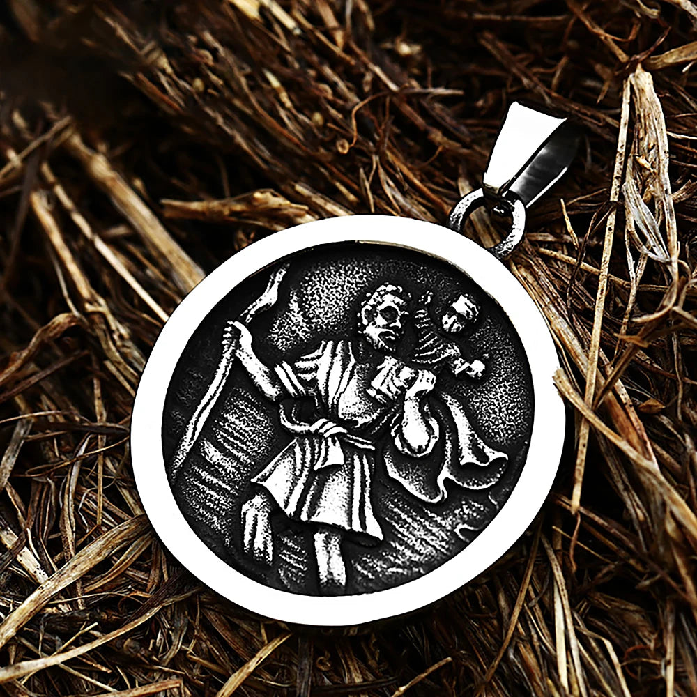 Men Stainless Steel Catholic Patron Saint Pendant Michael St. Michael The Archangel Pendant Necklace Jewelry Gifts Dropshipping