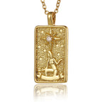 22 Style Classic Tarot Card Pendant Necklace Double Sided Zircon Tarot Necklace Major Arcana Empress Sun Star Sign