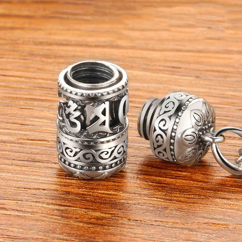 925 Silver Six Character True Word Pendant national style Can Open The Gawu Box Necklace for Men and Women Jewelry Rotatable