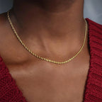 EManco Rope Chain Necklace Stainless Steel Never Fade Waterproof Choker Men Women Jewelry Gold Color Chains 3/4MM Wholesale
