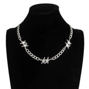 Grooved Five-Point Star Chain Necklace — Silver