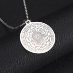 Stainless Steel Solomon Religious Seven Archangels Compass Pendant Necklace Men's Retro Lucky Amulet Jewelry